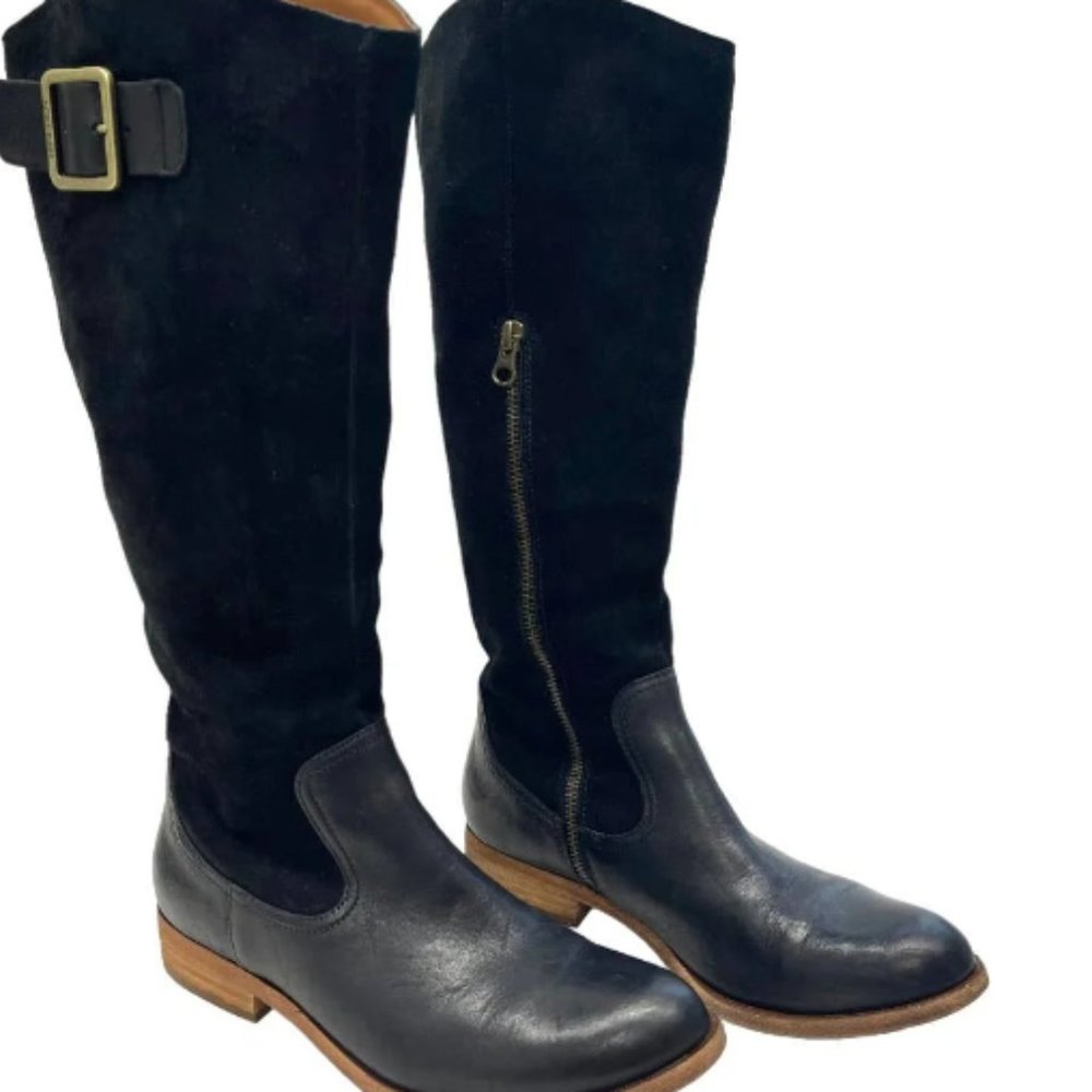 Kork Ease Rue Tall Boot Suede Leather Moto Boot Size 8.5